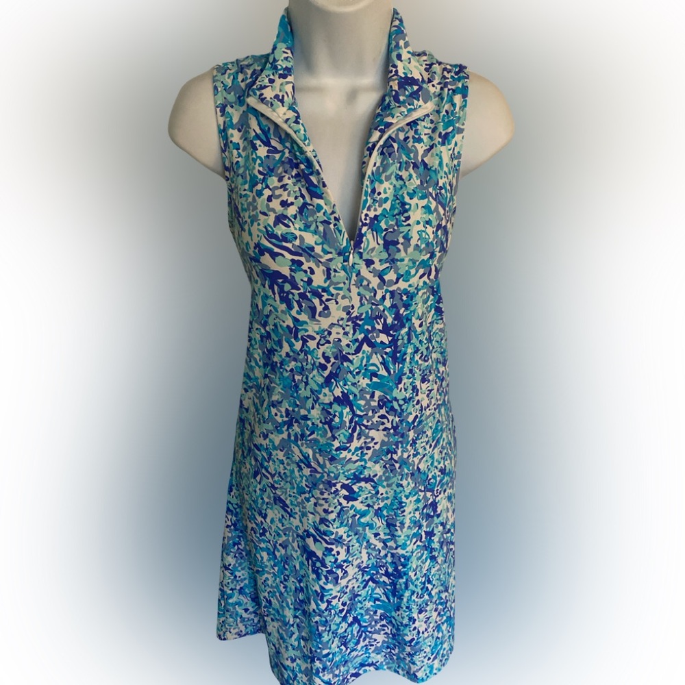 Beachtime Quarter Zip Dress - S
Blue white , poly spandex